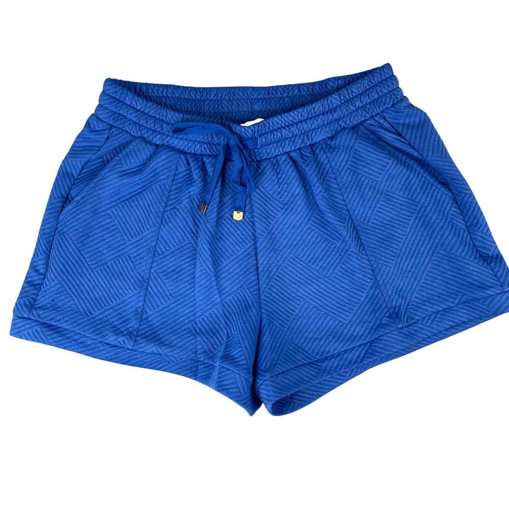 Umgee Royal Blue Textured Knit Drawstring Shorts Womens XL WK8704 NWT